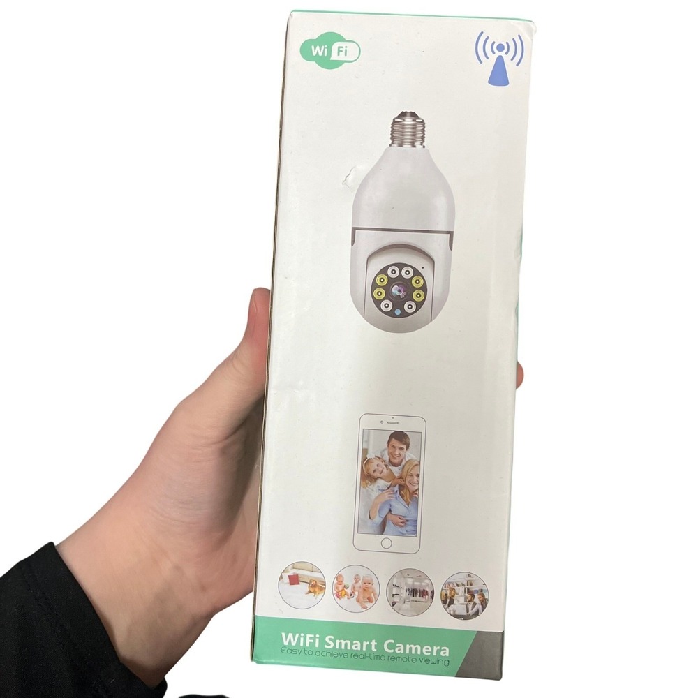 WiFi Smart Camera Light Bulb FHD 1080p PTZ 2-Way Audio Security Monitor White